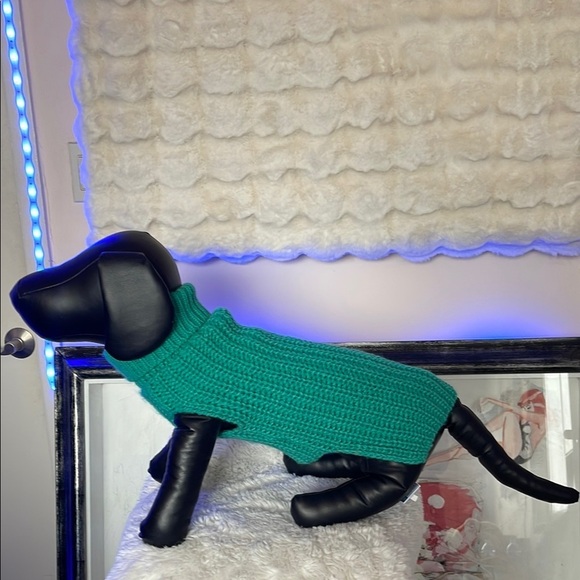 Cozy Green Dog Sweater polyester knit amazing and comfortable design. Warn once - Picture 1 of 9